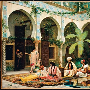 La Cour du Palais de Dar Khdaouedj El Amia, Alger, 1877 (oil on cavas)