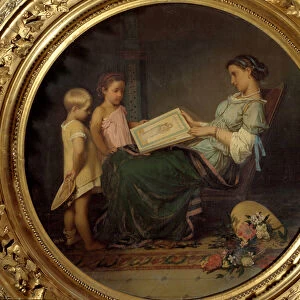 La lecon de lecture Painting d Auguste Toulmouche (1829-1890) 1854 Paris