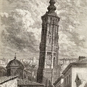 La Torre Nueva, Zaragoza in the 19th century, 1878 (wood engraving)