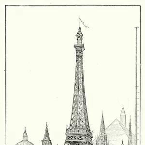 La tour Eiffel et les plus grands Monuments du Monde (engraving)