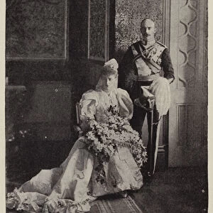 Lady Margaret Grosvenor (Princess Adolphus of Teck) in her Wedding Dress (b / w photo)