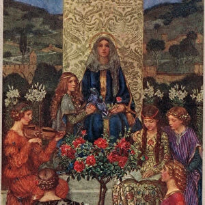 Our Lady Sings Magnificat, illustration from The Book of Old English Songs and Ballads, published by Stodder and Houghton, c. 1910 (colour litho)