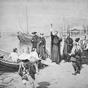 The Landing of St. Francis Xavier at Kagoshima (litho)