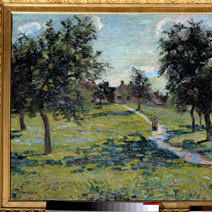 Landscape in Normandy: apple trees. Painting by Jean Baptiste Armand Guillaumin