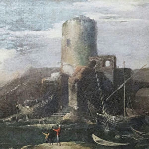 Landscape with ruins, 17th century, (oil on canvas)
