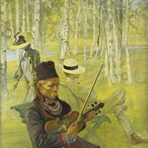A Laplander; Lapp Spelender Fiol, 1910 (oil and watercolour on canvas)