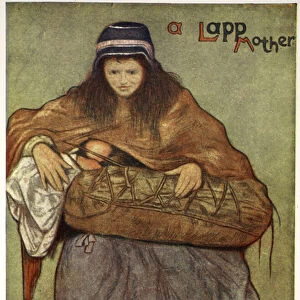 A Lapp mother and child, 1905 (colour litho)