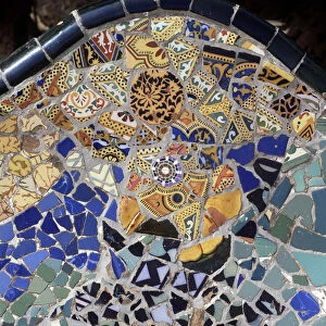 Detail of the large bench, Park Guell, Barcelona. (mosaic)