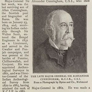 The Late Major-General Sir Alexander Cunningham, KCIE, CSI (engraving)