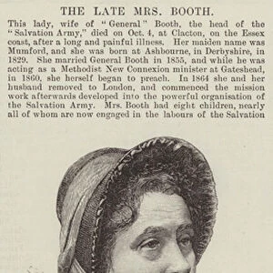 The late Mrs Booth, Wife of General Booth, of the Salvation Army (engraving)