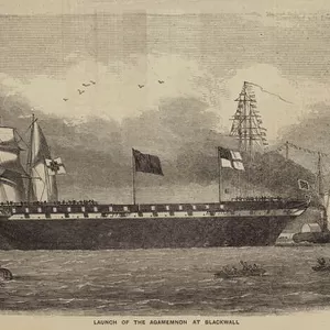 Launch of the Agamemnon at Blackwall (engraving)