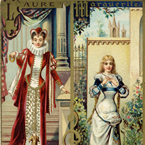 Laure in Costume of the year 1500 and Marguerite in the opera Faust by Charles Gounod