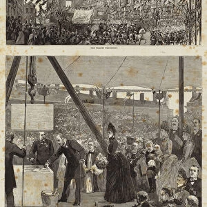 Laying of the Foundation Stone of the Peoples Palace for East London by the Prince and Princess of Wales (engraving)