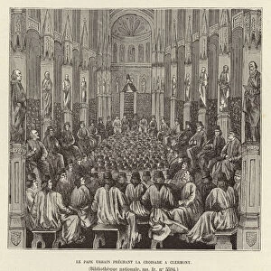 Le Pape Urbain prechant la Croisade a Clermont. Pope Urban II preaching the First Crusade, Clermont, France, 1095 (engraving)