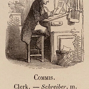Le Vocabulaire Illustre: Commis; Clerk; Schreiber (engraving)