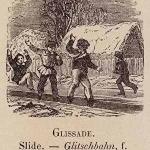 Le Vocabulaire Illustre: Glissade; Slide; Glitschbahn (engraving)