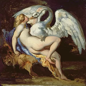 Leda and the Swan (oil on board)
