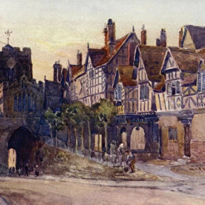 Leicesters Hospital, Warwick (colour litho)