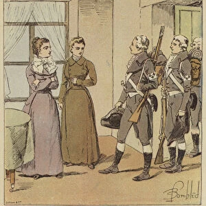 Les jeunes filles de Verdun et les soldats de l armee de Conde (colour litho)