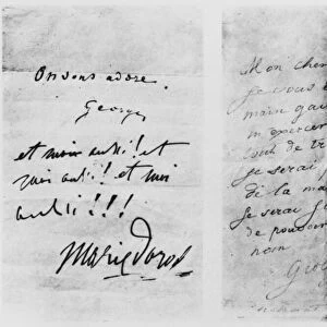 Two letters to Frederic Chopin (1810-49), Nohant, June 1844 (pen & ink on paper