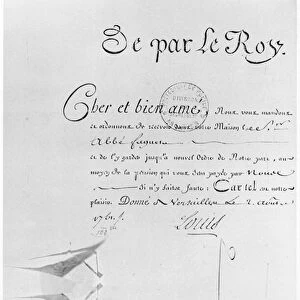 Lettre de Cachet of King Louis XV to imprison the Abbe Faguer