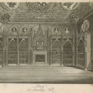 Library at Strawberry Hill, London (engraving)