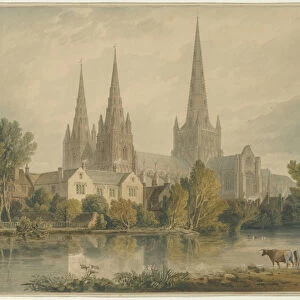 Lichfield Cathedral - South West View: water colour painting, 1813 (painting)