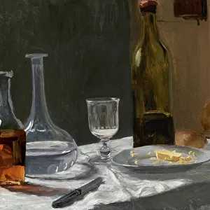 Still Life with Bottle, Carafe, Bread and Wine, c. 1862-63 (oil on canvas)