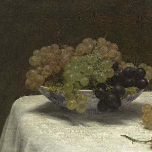 Still Life with Grapes and a Carnation, c. 1880 (oil on canvas)