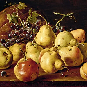 Still Life with quinces, peaches, grapes and pumpkin (oil on canvas)