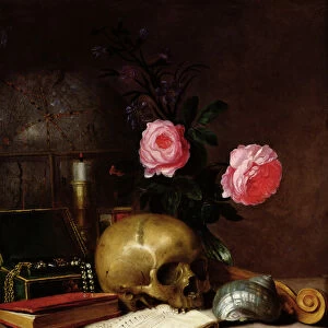 Still Life with a Skull (oil on canvas)