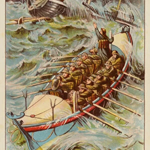 The Lifeboat nearing the Doomed Vessel (colour litho)