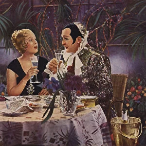 Lilian Harvey and Hans Albers in Robert Siodmaks German comedy film Quick, 1932 (coloured photo)