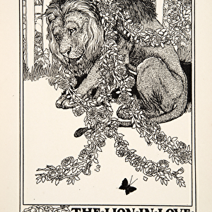 The Lion in Love, from A Hundred Fables of Aesop, pub. 1903 (engraving)