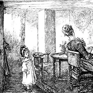 A little girl with her aunt and uncle who are babysitting her for the afternoon, 1850