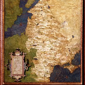 Livonia on the Baltic Sea, and Lithuania Map, c. 1567. (mural painting)