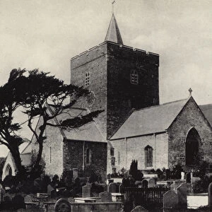 Llanbadarn Church, Aberystwyth (b / w photo)