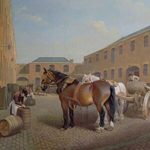 Loading the Drays at Whitbread Brewery, Chiswell Street, London, 1783