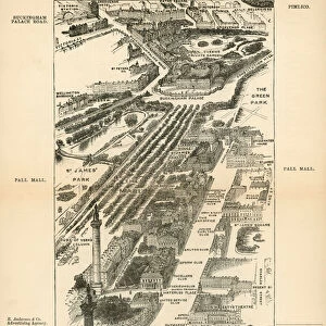 London in 1888: From Charing Cross through Pall Mall to Pimlico (engraving)