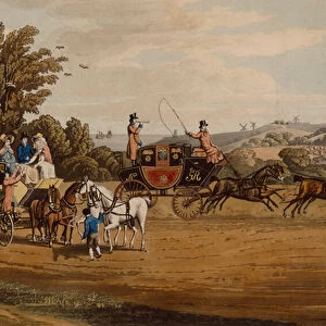 A London Mail and Stage Coach (coloured engraving)