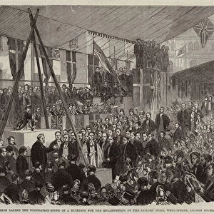 Lord Palmerston laying the Foundation-Stone of a Building for the Enlargement of the Sailors Home, Well-Street, London Docks (engraving)