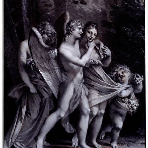 Love seduces innocence. Drawing by Pierre Paul Prud hon (1758-1823), 19th century