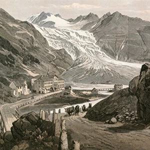 The lower part of the Rhone Glacier and Road to the Furka (engraving)