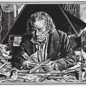 Ludwig van Beethoven towards the end of his life (litho)