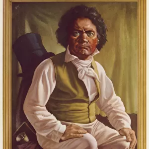 Ludwig van Beethoven in middle age (colour litho)
