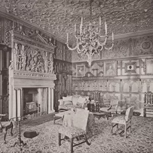 Lyme Park, Cheshire, the Drawing Room (b / w photo)