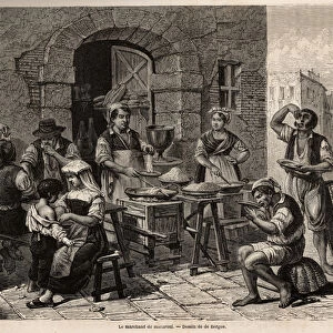 The macaroni merchant, drawing by Bergue, to illustrate Naples and the Neapolitans