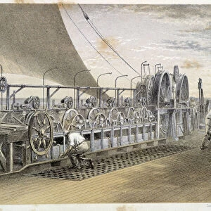 Machinery for Unwinding Cable, 1858 - in "The Atlantic telegraph"by W