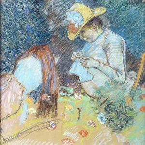 Madame Guillaumin Sewing, 1888 (pastel on paper)