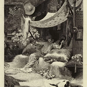 Madame Sarah Bernhardt in her Paris Studio (engraving)